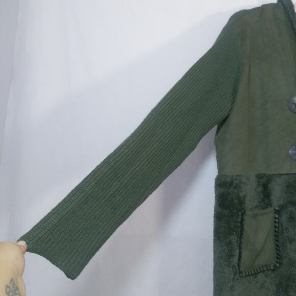 Oliver Long Line Mixed Media Hooded Sweater Cardigan Jacket Size L - Picture 5 of 8